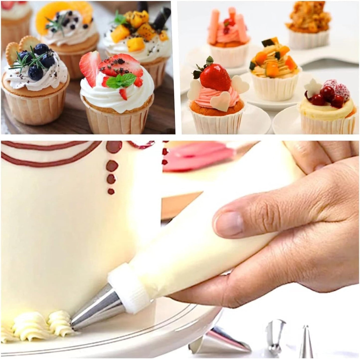19-Inch Icing Bags Heavy Duty, AMBESTAR 200 Pieces Thick Anti-Burst Disposable Decorating Bags for all Size Tips Couplers and Baking Cookies Candy Supplies Kits, Large Cake Decorating Tools
