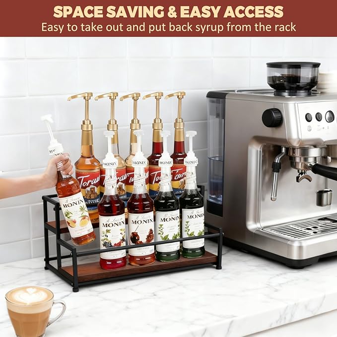 Coffee Syrup Rack Organizer, 2-Tier | Metal Bottle Holder, 10 Bottles Capacity - Image 2