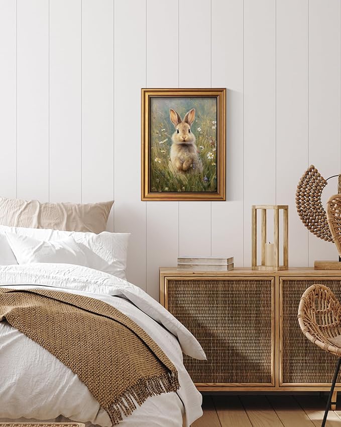 ARPEOTCY Gold Framed Canvas Wall Art, 12x16 Inch, Easter Bunny Rabbit - Image 4