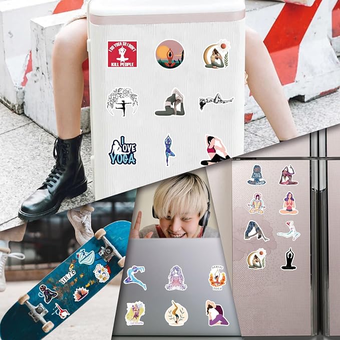 110Pcs Yoga Stickers, Waterproof Vinyl Meditation Mindfulness Decals - Image 6