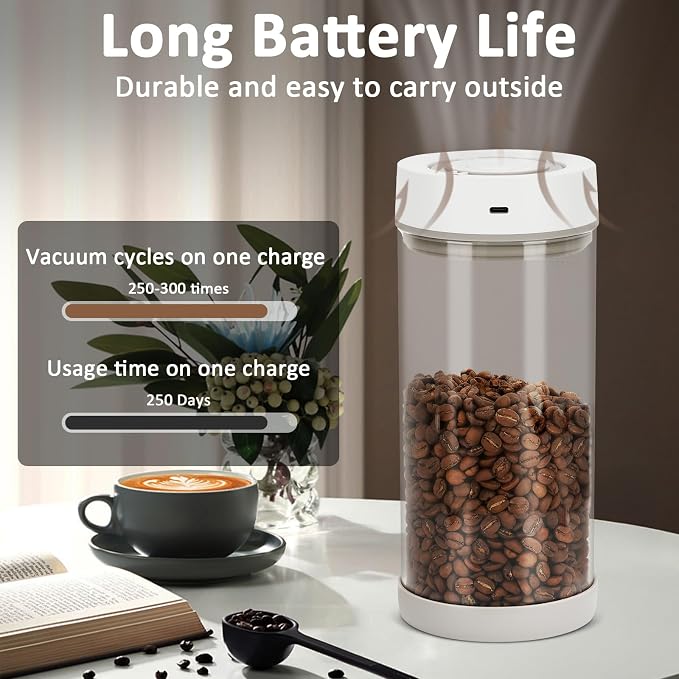 Coffee Bean Storage Container, 600ml Electric Airtight Coffee Canister - Image 5