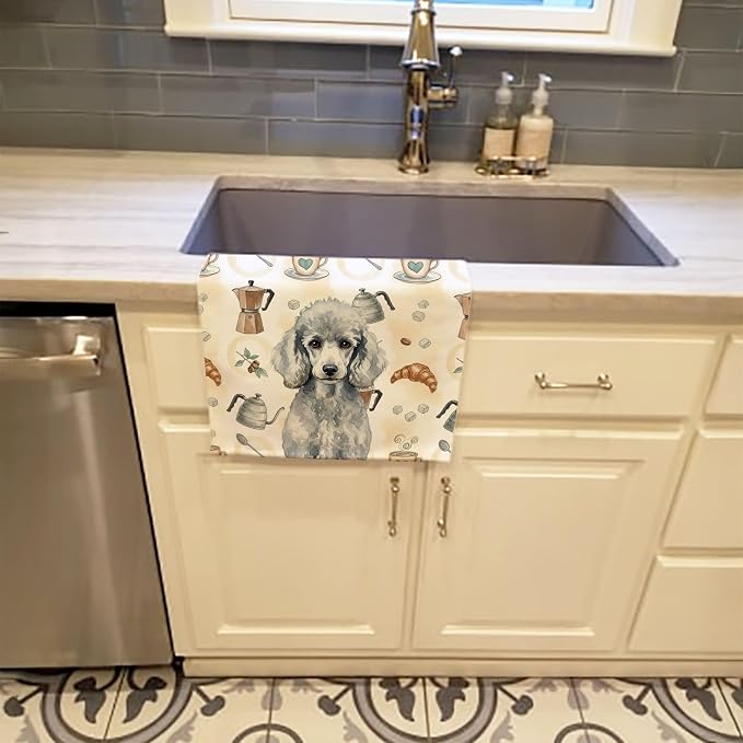 Caroline's Treasures Standard Silver Poodle Coffee Bar Kitchen Towel Velour - Image 2