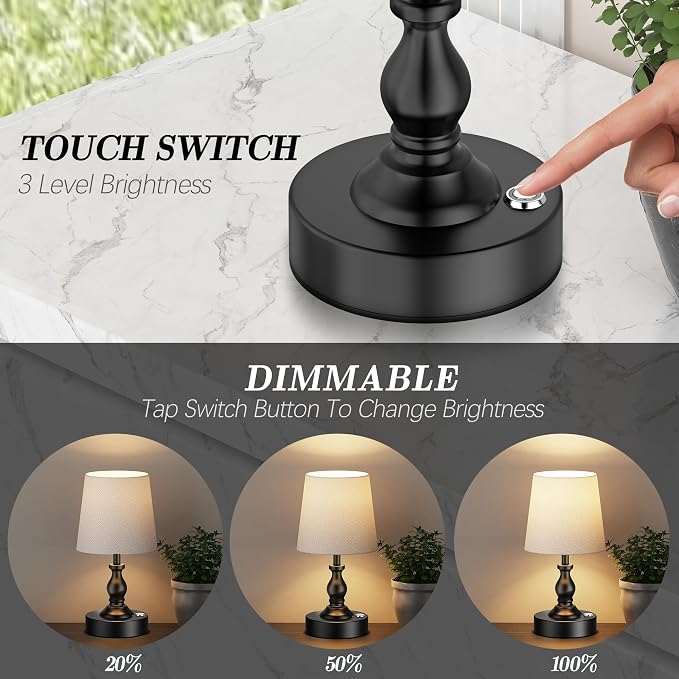 PARTPHONER Mini Cordless LED Table Lamp, 5200mAh Rechargeable Battery Operated - Image 2