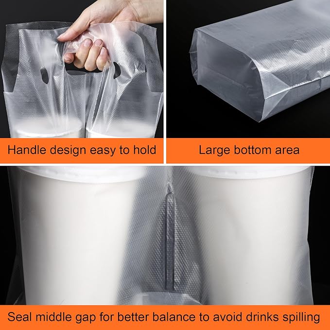 Elyfree 200 Pcs Drink Carrier for Delivery, Portable Take Out Bags - Image 6