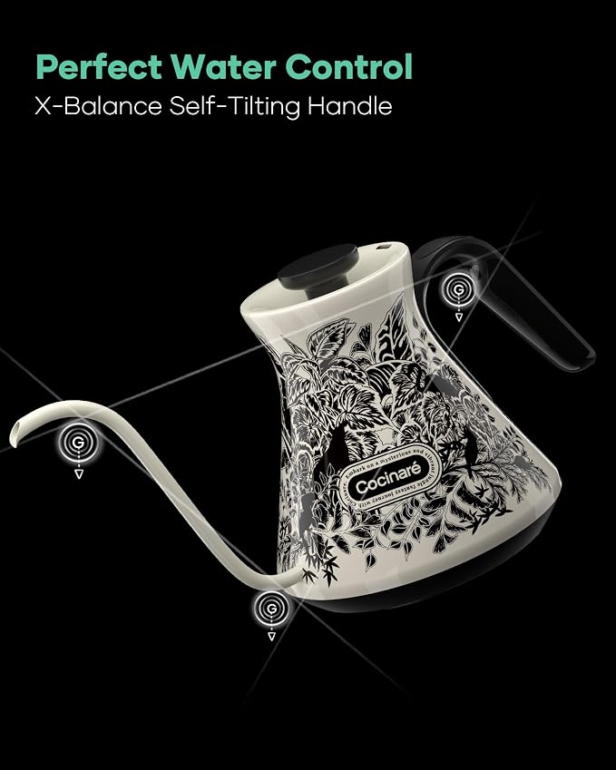 Cocinare Gooseneck Electric Kettle, ±0.5°F Precise Temperature Control - Image 5