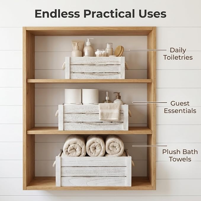 Set of 3 Rustic Nested Wooden Crates - Image 5