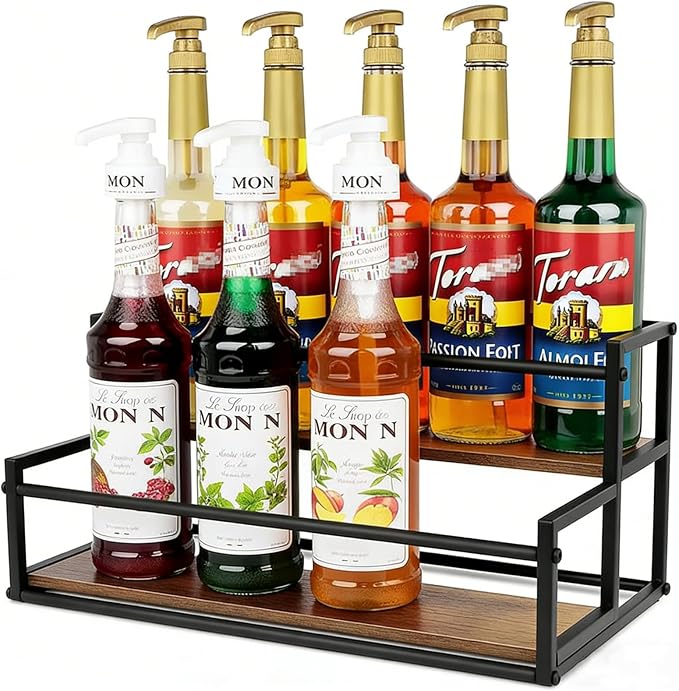 Coffee Syrup Rack Organizer -2 Tier 10 Syrup Bottles Holder Stand - Image 7