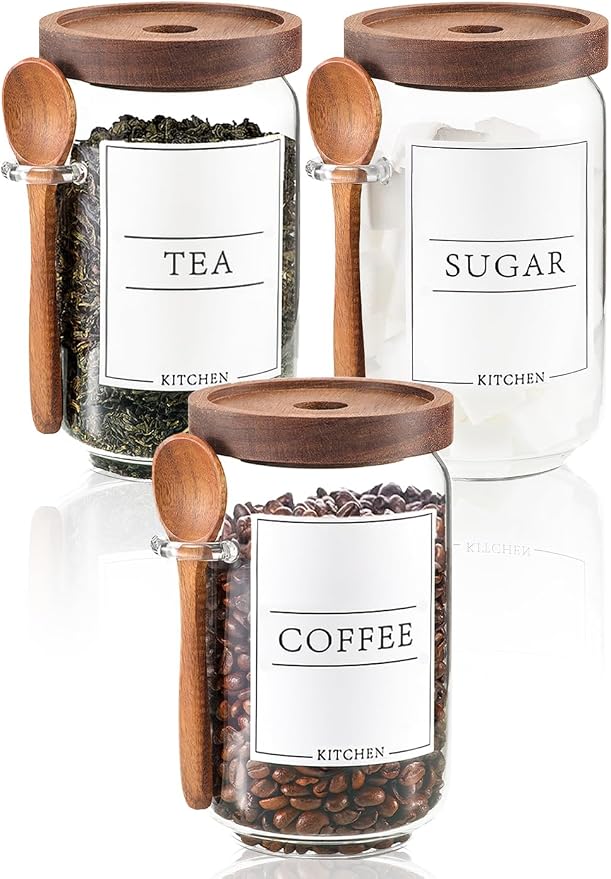KOSKIMER Coffee and Sugar Container Set, Glass Coffee Jars by KSOKIMER