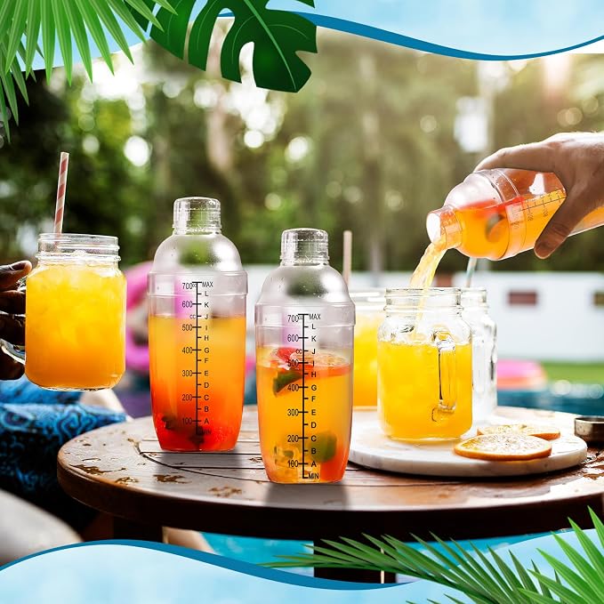 Lallisa 16 Pcs Plastic Cocktail Shaker Set Drink Mixer Clear Shaker Cup - Image 3