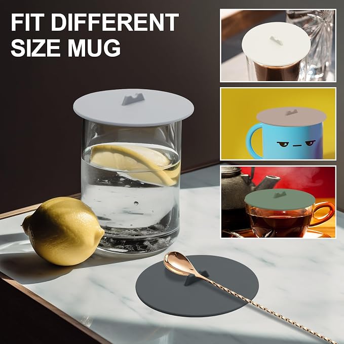 6 Pcs Silicone Cup Cover Lids, 3.9 Inch Reusable Anti-dust Mug Covers Colored - Image 6