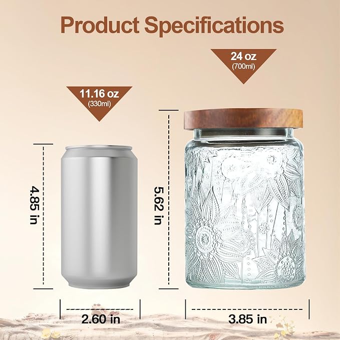 6-Pack 24 OZ Vintage Glass Jar - Image 4