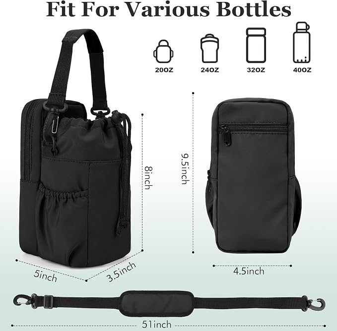 Water Bottle Holder with Strap, 32/40oz Insulation Water Bottle Carrier Bag - Image 5