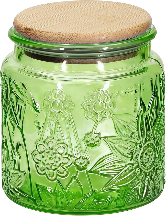 1Pc 17oz Sunflower Style Vintage Glass Candy Jar by eispap