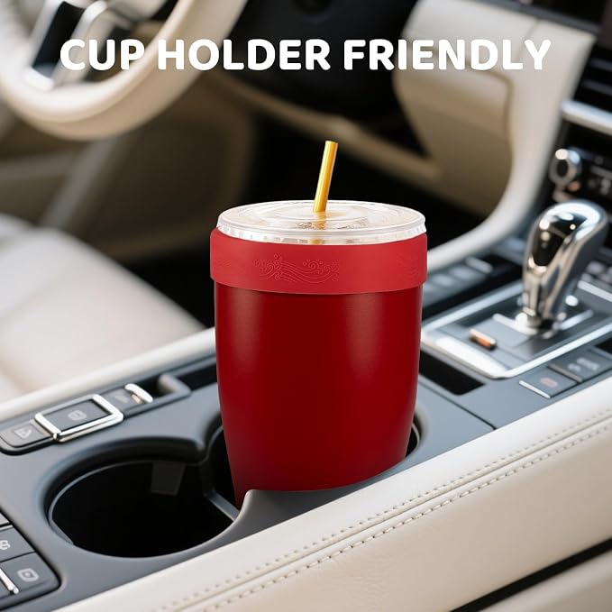 Universal Iced Coffee Sleeve, 32oz Double Wall Stainless Steel Insulator Fits - Image 6