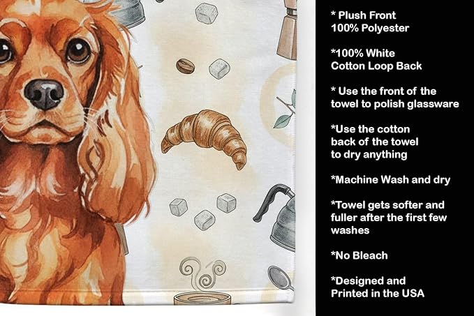 Caroline's Treasures Ruby English Toy Spaniel Coffee Bar Kitchen Towel Velour - Image 4