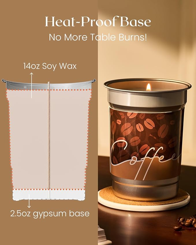 M&SENSE Mocha Coffee Scented Candles 16.2oz | 100 Hours Slow Burn, Soy Organic - Image 8