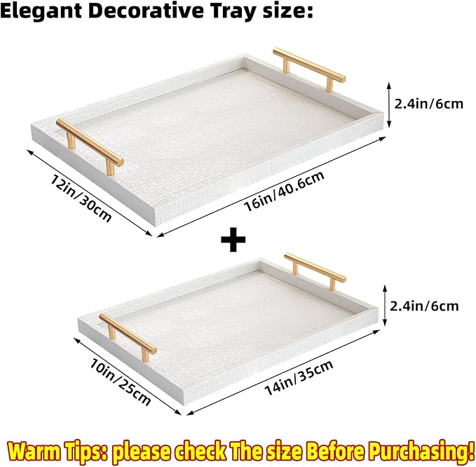 Modern Elegant Large Wood Serving Tray, Home Decorative Rectangle Ottoman - Image 2