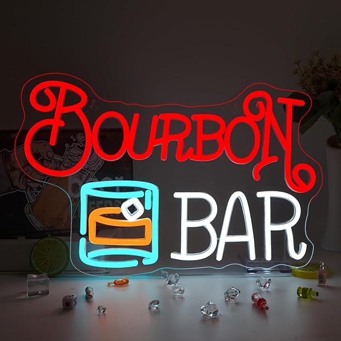 Bourbon Bar Neon Signs for Wall Decor Dimmable LED Neon Light USB Powered Light by JURONGYILU