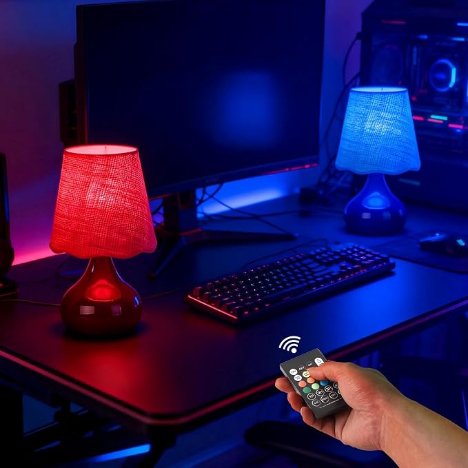 Cordless Table Lamp Rechargeable, Rattan Shade Small Table Lamps - Image 6