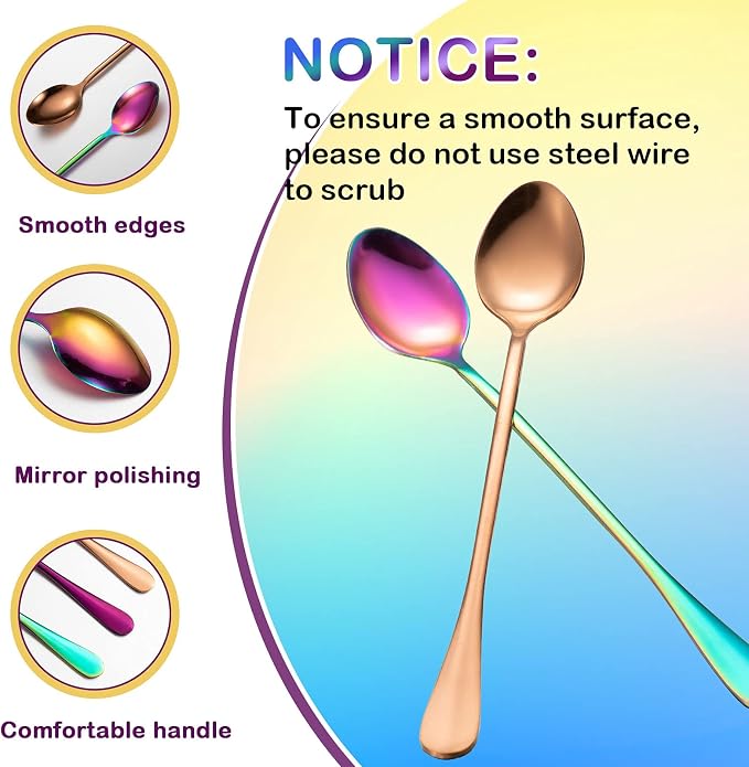 8 Pieces Long Handle Tea Spoon Stainless Steel Coffee Mixing Spoons Teaspoon - Image 3