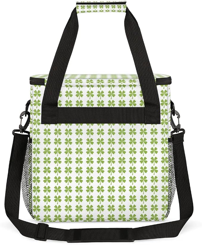 St Patrick's Day Plaid Four Leaf Clover Coffee Maker Carring Bag Travel Tote - Image 5