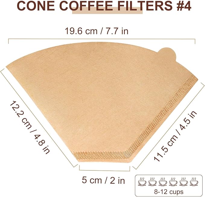 200 Count #4 Unbleached Paper Coffee Filters, Compatible - Image 2