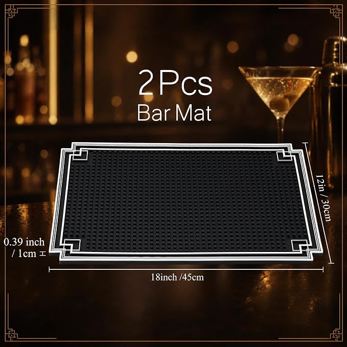 Drydiet 2 Pcs 18 x 12 Inch Rubber Bar Mat, Non Slip Spill Mat - Image 2