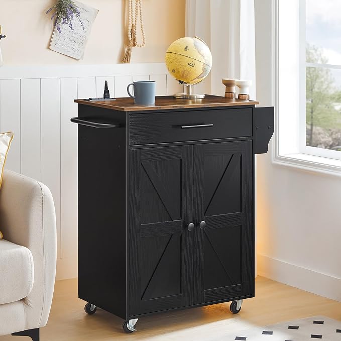 HOOBRO Kitchen Island with Power Outlet, Rolling Kitchen Island with Large - Image 5