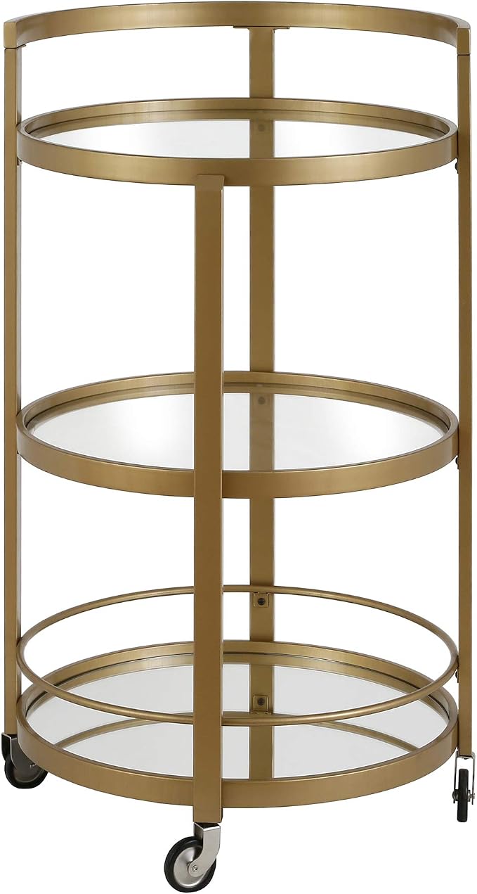 Henn&Hart 21" Wide Round Bar Cart in Brass, Bar Carts - Image 9
