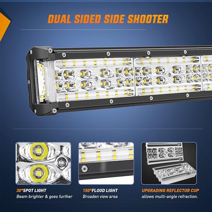 Nilight 22 Inch Side Shooter LED Light Bar Quadruple Row Spot Flood Combo - Image 4