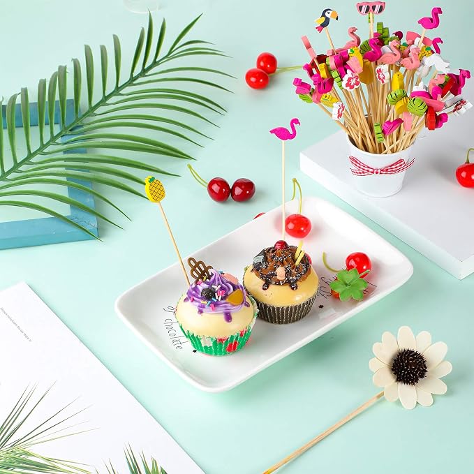 Patelai Hawaiian 200 Pcs Luau Assorted Picks Tropical Cocktail Bamboo - Image 3