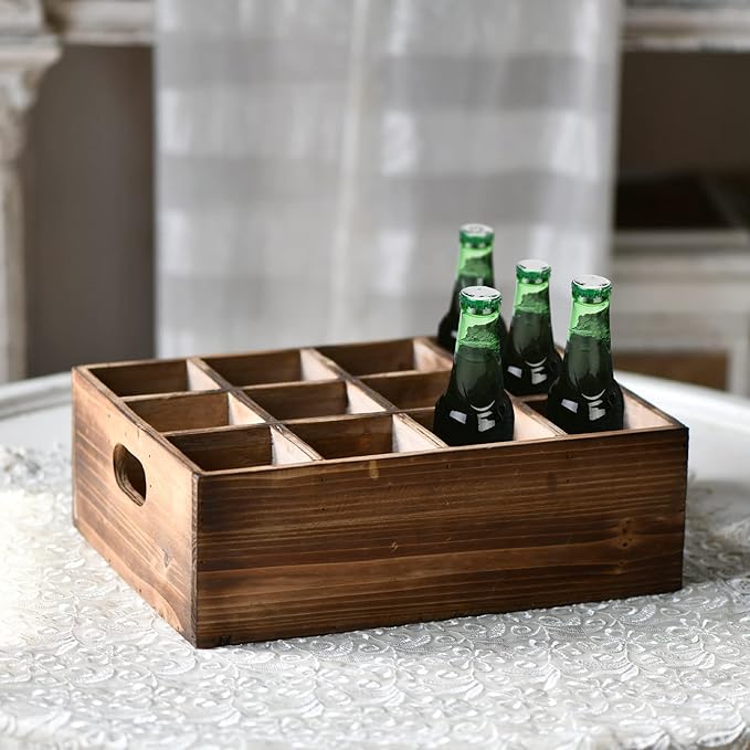 Farmhouse Wooden Storage Crate for Decoration 13 x 10 inches, Rustic Small Beer by Sintosin