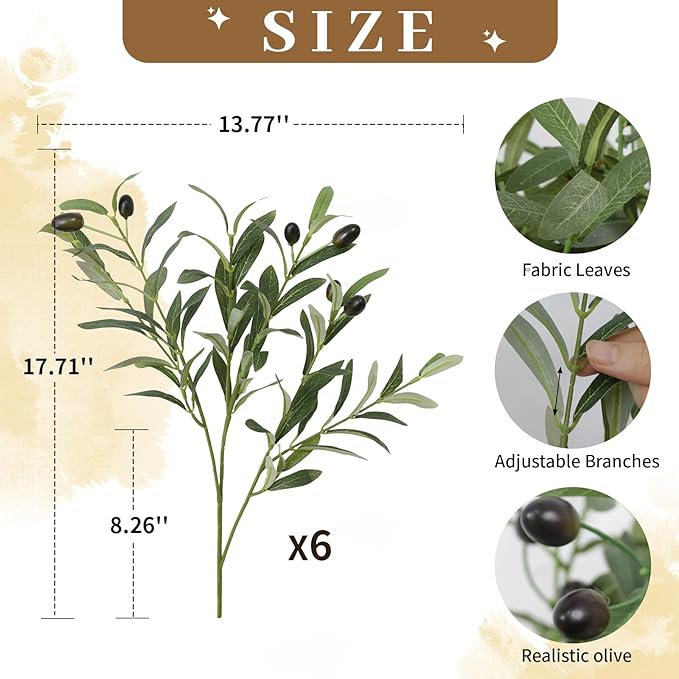 Leftover 6PCS 18Inch Faux Olive Branches - Image 2