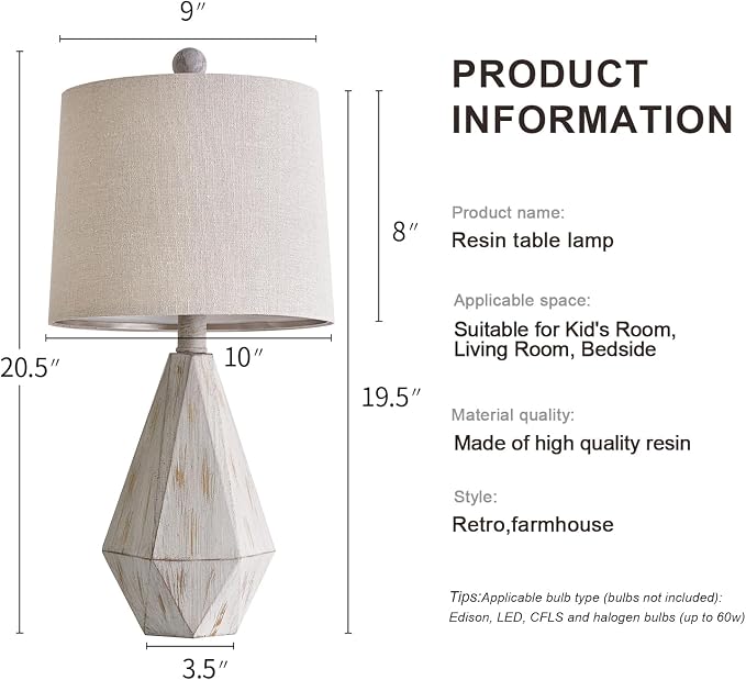 PoKat 20.25" Rustic Table Lamp Set of 2 - Image 7