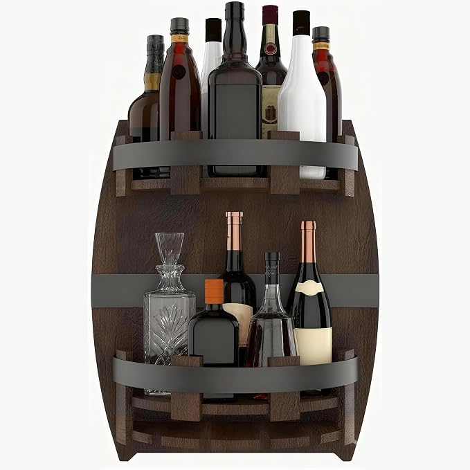 Whiskey Barrel Rack, Vintage Wall Mounted Wine Rack by WYJREES