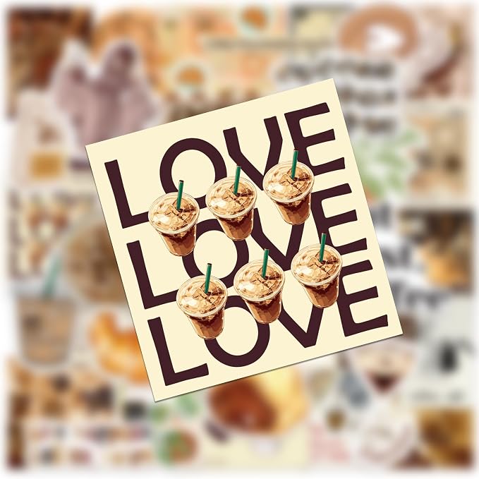 50PCS Coffee Stickers, Waterproof Vinyl Coffee Themed Decals - Image 2