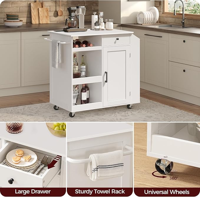 MAHANCRIS Kitchen Island with Power Outlet, Kitchen Storage Island with Drawer - Image 7