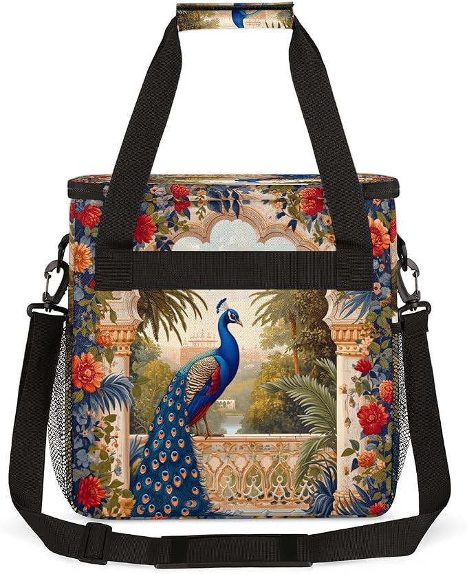 Peacock Vintage Coffee Maker Travel Bag, Portable Storage Tote Bag - Image 5
