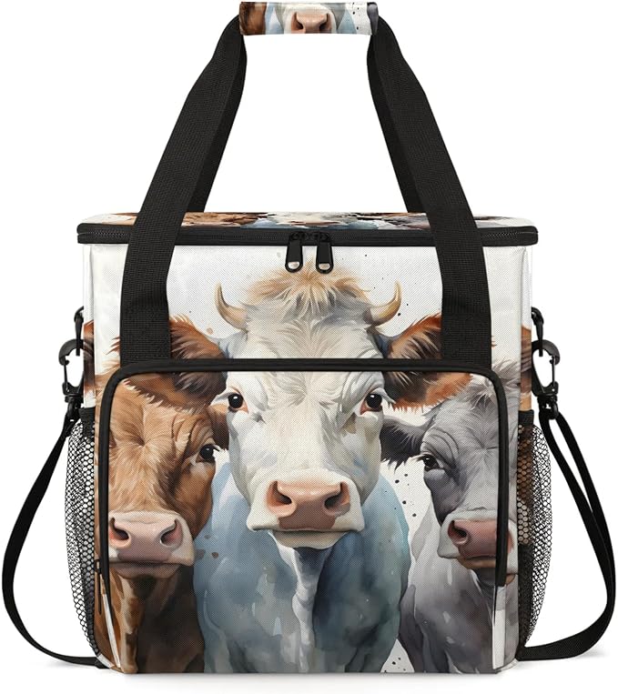 Cow Animals Coffee Maker Carring Bag, Large Insulated Storage Organizer Case by Home