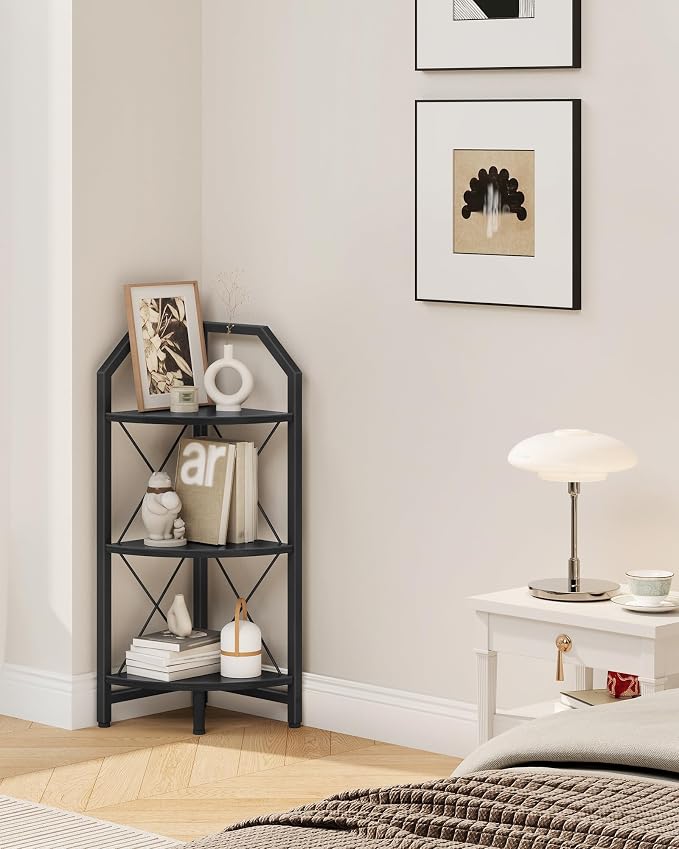 CHOEZON 3-Tier Corner Shelf, Industrial Corner Bookshelf, 35.4" Storage Stand - Image 6