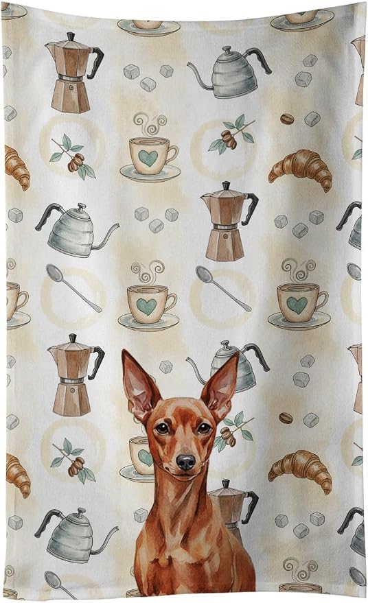 Caroline's Treasures Red Miniature Pinscher Min Pin Coffee Bar Kitchen Towel by CarolinesTreasures