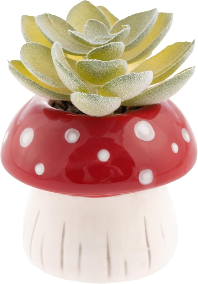 Karma, Shaped Succulent Pot, Artificial Faux Mini Succulents in Ceramic Pot by KarmaGifts