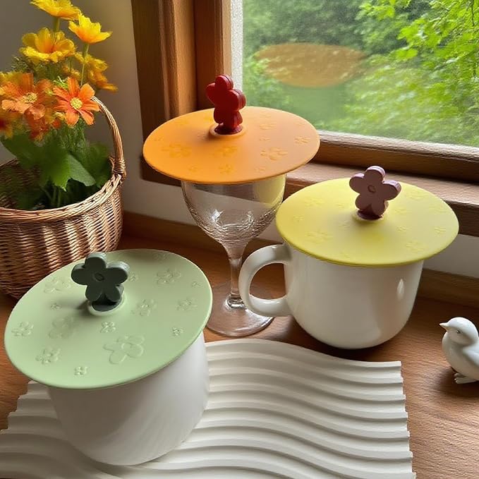 flower Silicone Cup Covers, Flexible Mug Covers, Tea Pots, Hot Cup Lids - Image 3