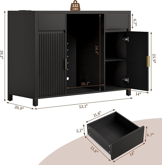 Garvee 53" Coffee Bar Cabinet - Image 2