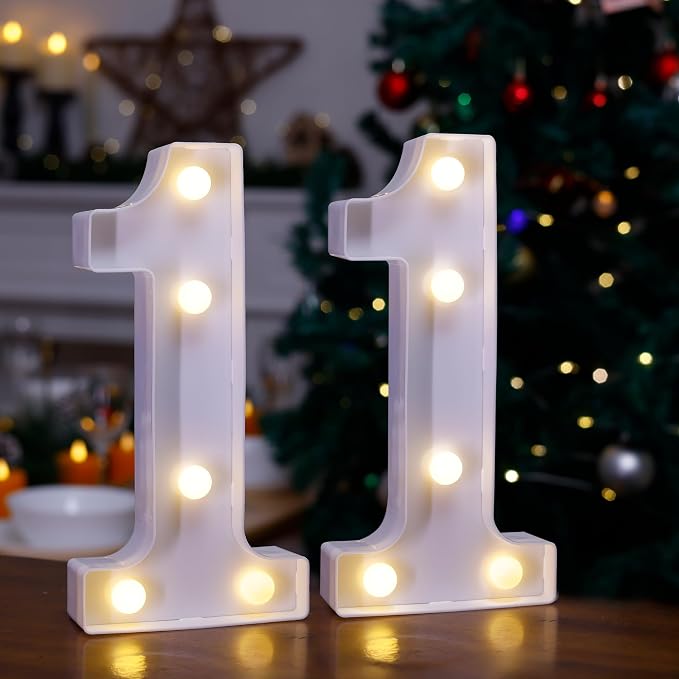 11th Birthday Decoration Light Up Letters, Battery Powered LED Numbers Marquee by TEHIBIEN