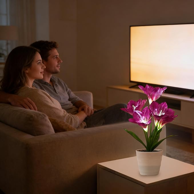 Artificial Purple Lily Flower Lamp - Image 4