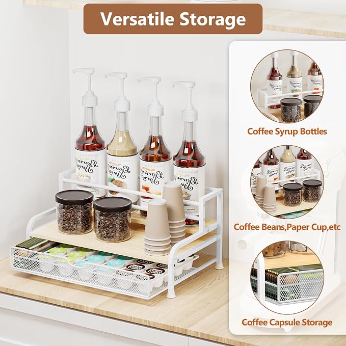 Coffee Syrup Rack Organizer, 3-Tier 8 Bottles Syrup Rack - Image 5