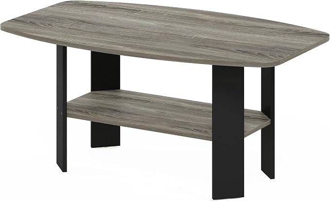 Furinno Simple Design Coffee Table, French Oak Grey/Black - Image 5