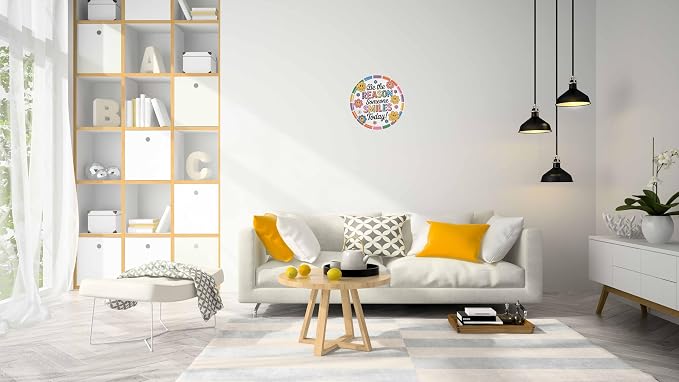 AWISZZZ Be Reason Smile Metal Sign 8x8in Round Inspirational Plaque - Image 5