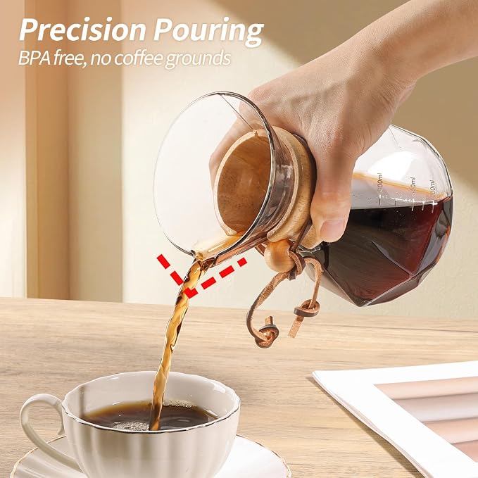 Pour Over Coffee Maker 14 OZ, 4 Cup Borosilicate Glass Drip Coffee Maker - Image 2